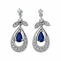 14K White Gold 5x3mm Pear Shaped Genuine Blue Sapphire and 1/5 CTW Diamond Earrings